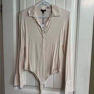 Dynamite Cream Button-Up Bodysuit